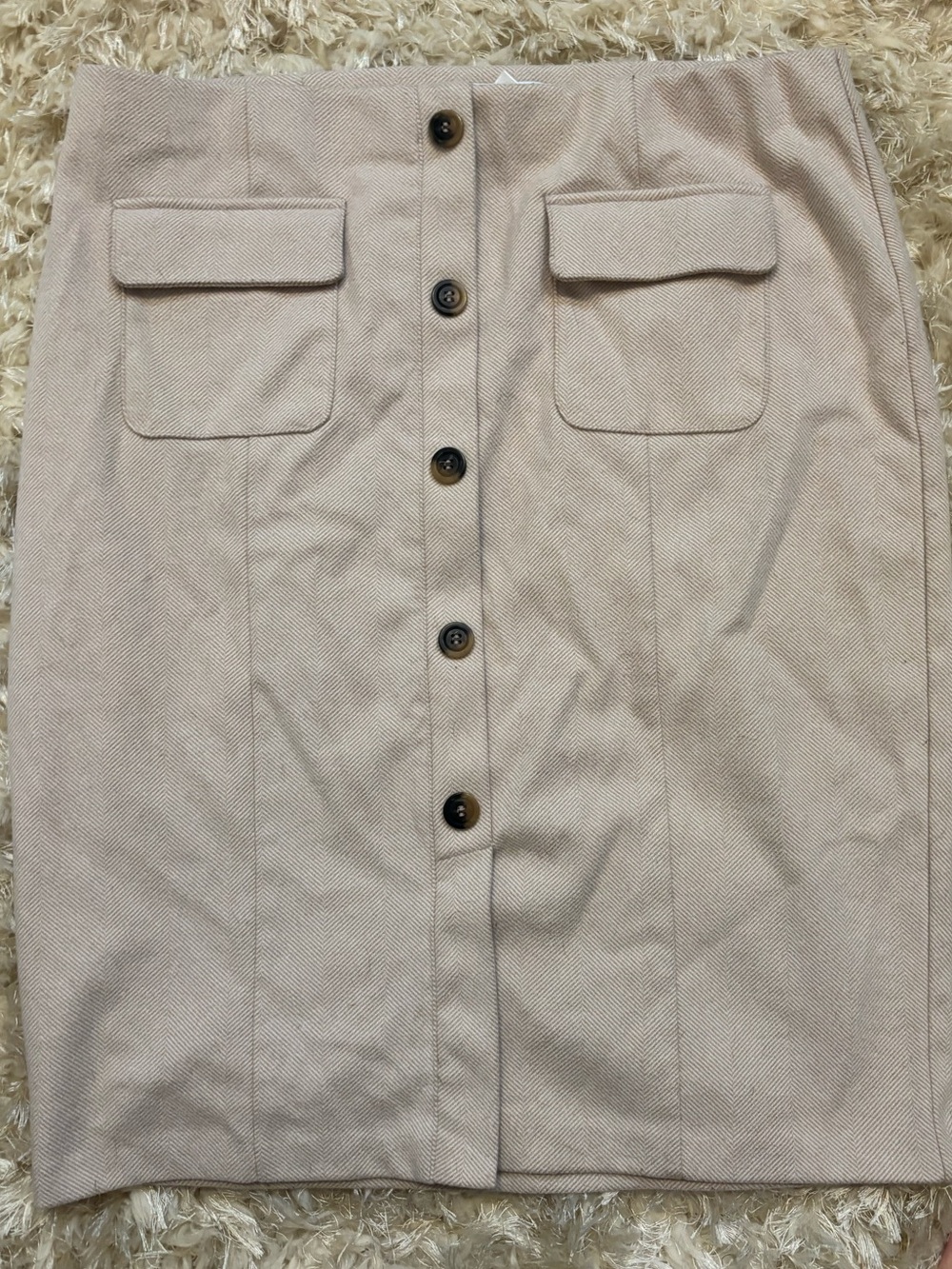 Tan Winter Skirt with Buttons